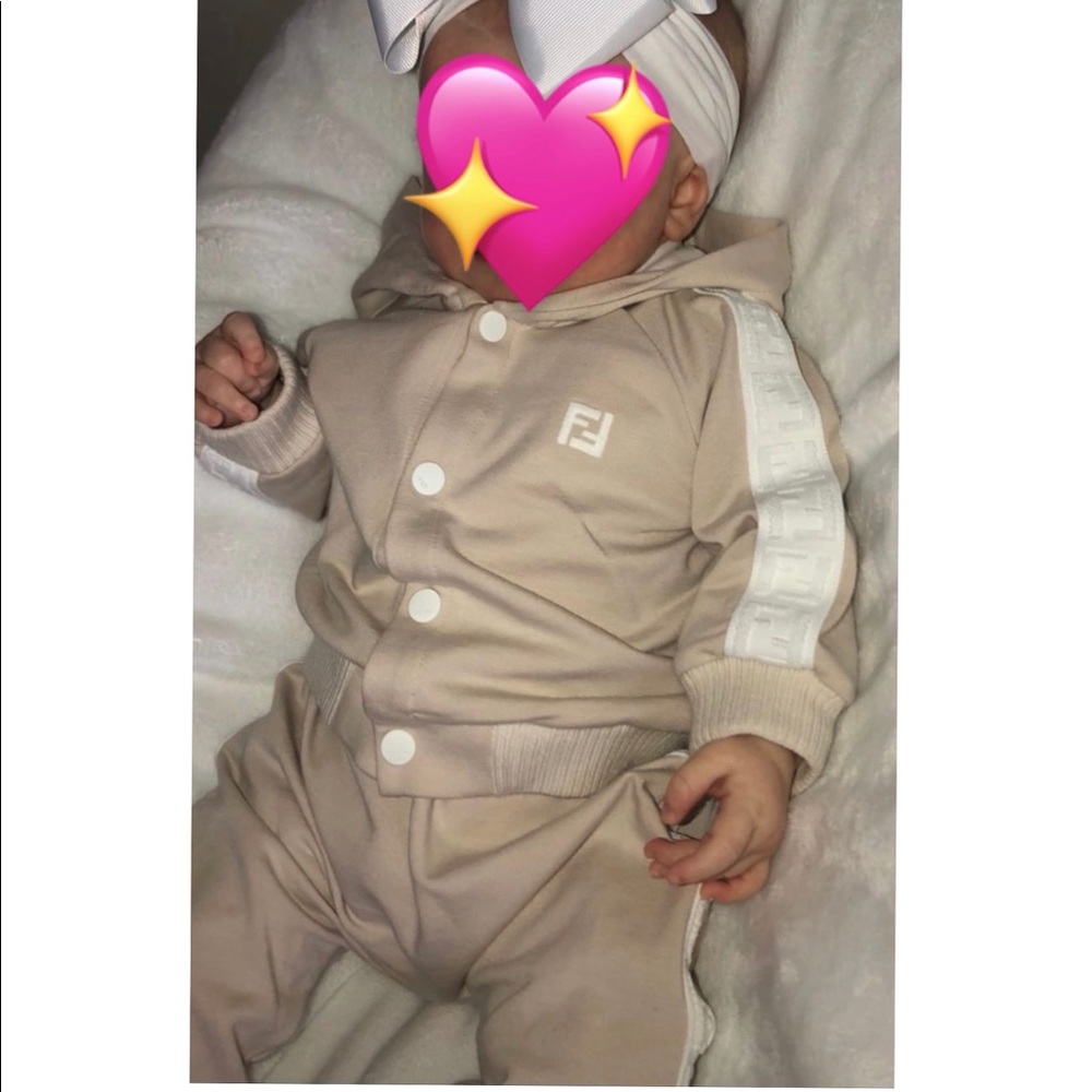 Baby unisex beige fendi tracksuit